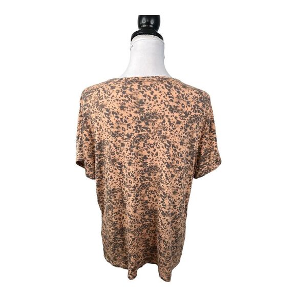 Nine West Blouse Knit Top Plus XXL Animal Print Multicolored Short Sleeves Shirt - Picture 6 of 9